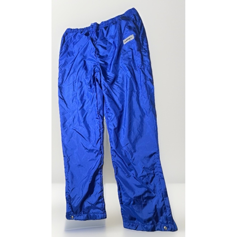 Vintage adidas Windbreaker Pants Blue Nylon Track Pants Snap Ankle Lined L Shine